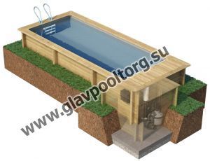 Каркасный бассейн Urban деревянный 6х2,50х1,33 с песочным фильтром (27180314)