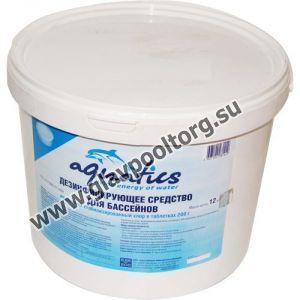 Медленный стабилизированный хлор в таблетках, Aquatics, (200г), 5 кг