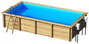 Каркасный бассейн WEVA RECTANGLE деревянный 6,0х3,0х1,46 с песочным фильтром (27194210)