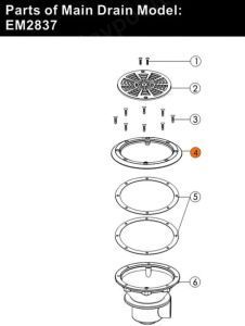 Фланец донного слива Emaux EM2837 (01050196)