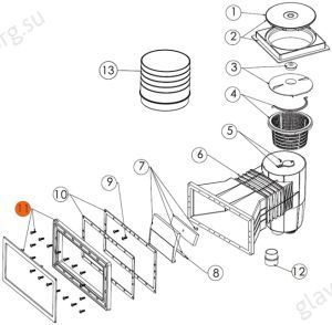 Фланец с винтами и декоративной накладкой скиммера Emaux EM00140-SV (89150707)