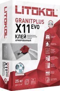 Клей фиброармированный для керамогранита Litokol Granitplus X11 Evo, 25 кг