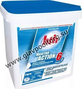 Быстрый и медленный хлор hth 6 в 1 Maxitab Action в таблетках по 250 гр., 5 кг (упаковка 4 шт.) K801797H2