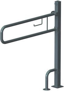 Поручень для инвалидов для унитаза откидной с бумагодержателем 915х970 мм Инвапром, нержавеющая сталь (ПО-06.03.915.100.970.Н)
