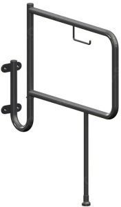 Поручень для инвалидов для унитаза с бумагодержателем 775х890 мм Инвапром, нержавеющая сталь (ПУН-01.02.775.110.890.Н)