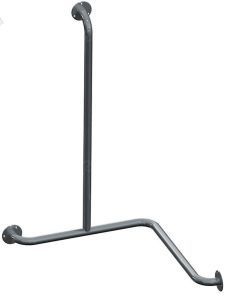 Поручень для инвалидов для ванны трехопорный 640х980 мм Инвапром левый, нержавеющая сталь (ПВ-10.03.640.640.980.Н)