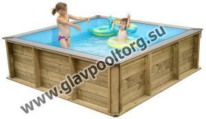 Каркасный бассейн Pistoche деревянный 2x2х0,6 с картриджным фильтром (27160209)