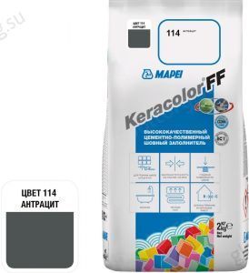 Затирка для швов Mapei Keracolor FF, 114 (антрацит), 2 кг