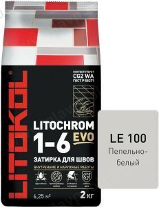 Затирочная смесь цементная Litokol Litochrom 1-6 Evo LE.100 (пепельно-белый), 2 кг Затирочная смесь цементная Litokol Litochrom 1-6 Evo LE.100 (пепельно-белый), 2 кг