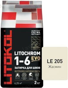 Затирочная смесь цементная Litokol Litochrom 1-6 Evo LE.205 (жасмин), 2 кг Затирочная смесь цементная Litokol Litochrom 1-6 Evo LE.205 (жасмин), 2 кг