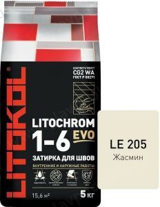 Затирочная смесь цементная Litokol Litochrom 1-6 Evo LE.205 (жасмин), 5 кг Затирочная смесь цементная Litokol Litochrom 1-6 Evo LE.205 (жасмин), 5 кг