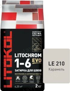 Затирочная смесь цементная Litokol Litochrom 1-6 Evo LE.210 (карамель), 2 кг Затирочная смесь цементная Litokol Litochrom 1-6 Evo LE.210 (карамель), 2 кг