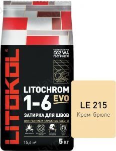 Затирочная смесь цементная Litokol Litochrom 1-6 Evo LE.215 (крем-брюле), 5 кг Затирочная смесь цементная Litokol Litochrom 1-6 Evo LE.215 (крем-брюле), 5 кг
