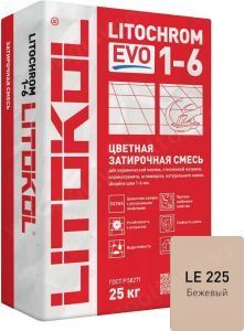Затирочная смесь цементная Litokol Litochrom 1-6 Evo LE.225 (бежевый), 25 кг Затирочная смесь цементная Litokol Litochrom 1-6 Evo LE.225 (бежевый), 25 кг