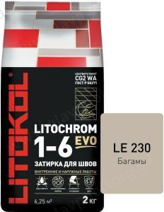 Затирочная смесь цементная Litokol Litochrom 1-6 Evo LE.230 (багамы), 2 кг Затирочная смесь цементная Litokol Litochrom 1-6 Evo LE.230 (багамы), 2 кг