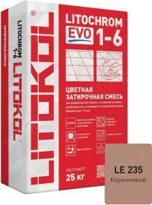 Затирочная смесь цементная Litokol Litochrom 1-6 Evo LE.235 (коричневый), 25 кг Затирочная смесь цементная Litokol Litochrom 1-6 Evo LE.235 (коричневый), 25 кг