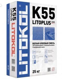 Клей для стеклянной мозаики и плитки Litokol Litoplus K55 (белый) 25 кг