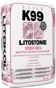 Клей быстроотвердевающий для камня Litokol Litostone K99 (белый) 25 кг.