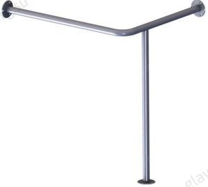 Поручень для инвалидов для раковины угловой с доп. опорой 750х710 мм Инвапром левый, нержавеющая сталь (ПР-05.08.710.540.750.Н)