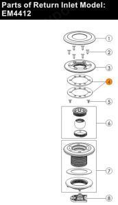 Прокладка фланца резиновая форсунки возврата воды Emaux EМ4412/ EМ4414 (02010280)