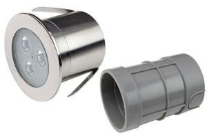 Прожектор  3 Вт AquaViva HJ-RC-SS75 3led светодиодный под плитку RGB, нержавеющая сталь AISI-316 с закладной