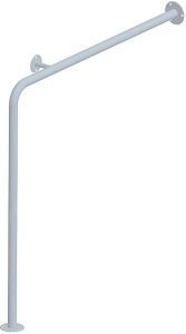 Поручень для инвалидов для туалета угловой с опорой 875х875 мм Инвапром левый, белый (ПУ-02.04.875.875.115)