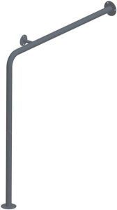 Поручень для инвалидов для туалета угловой с опорой 875х875 мм Инвапром левый, нержавеющая сталь (ПУ-02.04.875.875.115.Н)