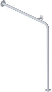 Поручень для инвалидов для туалета угловой с опорой 875х875 мм Инвапром правый, белый (ПУ-02.05.875.875.115)