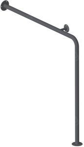 Поручень для инвалидов для туалета угловой с опорой 875х875 мм Инвапром правый, нержавеющая сталь (ПУ- 02.05.875.875.115.Н)