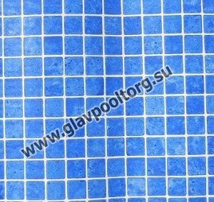 ПВХ плёнка для бассейна Flagpool Glossy Printed Mosaic Blue Easy Welding / Синяя мозаика неразмытая (ширина 1,6 м)