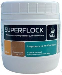 Коагулирующее средство SUPERFLOCK Poolline, картриджи по 125 гр, 0,5 кг (001009)
