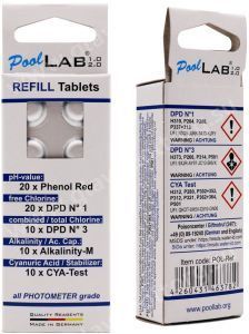 Таблетки для фотометра PoolLab Aquaviva Chlorine HR (KI), гипохлорит 2-18%, 10 шт пудра