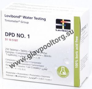 Таблетки для фотометров Lovibond DPD-1 (свободный Cl, бром, йод, диоксид хлора, озон), 250 шт. (511051BT)