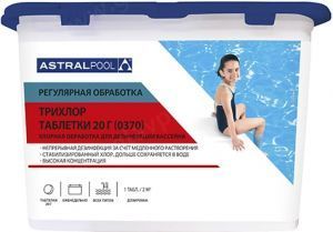 Трихлор, медленнорастворимый стабилизированный хлор в таблетках по 20 г., Astral Pool 1 кг (70683)