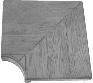 Угловой элемент для переливной решетки AquaViva Wood 500х500х70-40 мм, серый