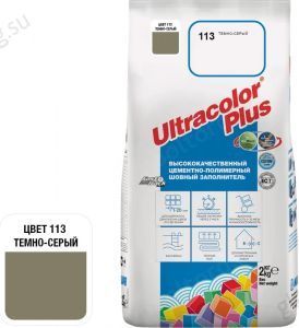 Затирка для швов Mapei Ultracolor Plus, 113 (темно-серый), 2 кг