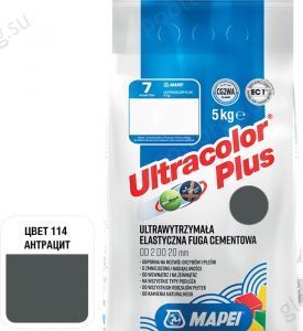 Затирка для швов Mapei Ultracolor Plus, 114 (антрацит), 5 кг