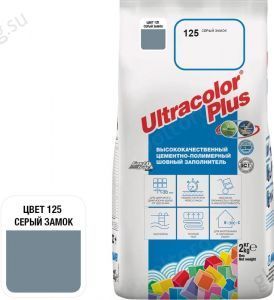 Затирка для швов Mapei Ultracolor Plus, 125 (серый замок), 2 кг