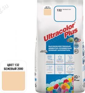 Затирка для швов Mapei Ultracolor Plus, 132 (бежевый 2000), 2 кг