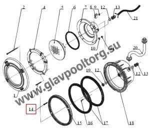 Винт М6х20 фланца-кольца прожектора Kripsol PLM-300 (RPN 140.A)