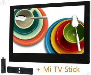 Влагостойкий встраиваемый Smart телевизор для кухни 23,8'' Avel, черный + Xiaomi Mi TV Stick (AVS2404BMBF)