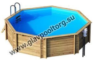 Каркасный бассейн Weva Octo 530 деревянный 5,3x1,33 с песочным фильтром (27122210)