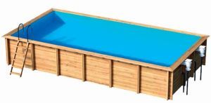 Каркасный бассейн WEVA RECTANGLE деревянный 8,5х4,5х1,46 с песочным фильтром (27184210)